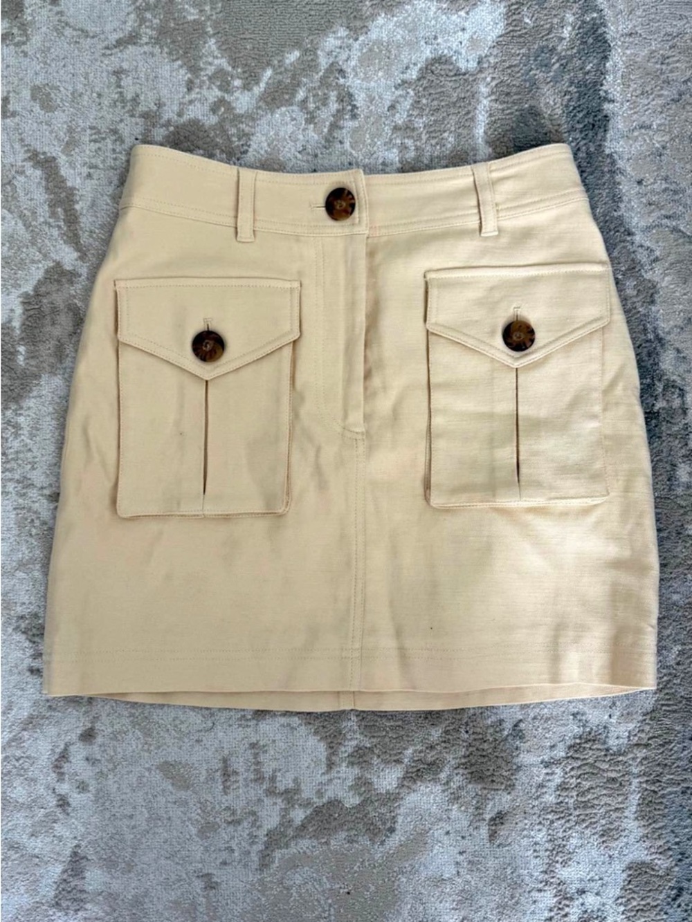 Sézane Gillyne Skirt Cream/Ecru Utility Mini Button Pocket French Sustainable - Picture 3 of 8